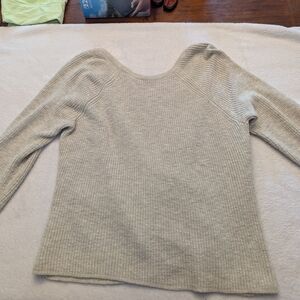 Aerie Gray Reversible Crew Neck Sweater Cozy Knit